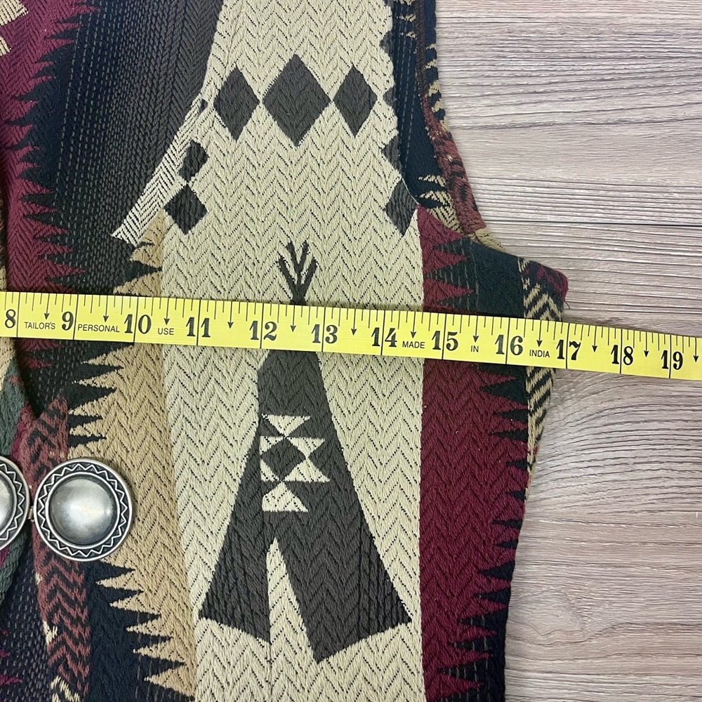 Vintage Southwestern Tribal Tapestry Vest - Aztec Pattern - Size M - Picture 6 of 6